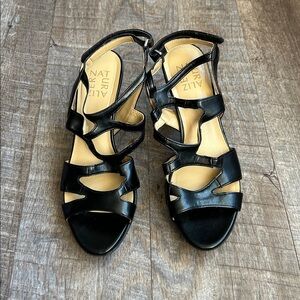 Naturalizer Black Cutout Strappy Heeled Sandals